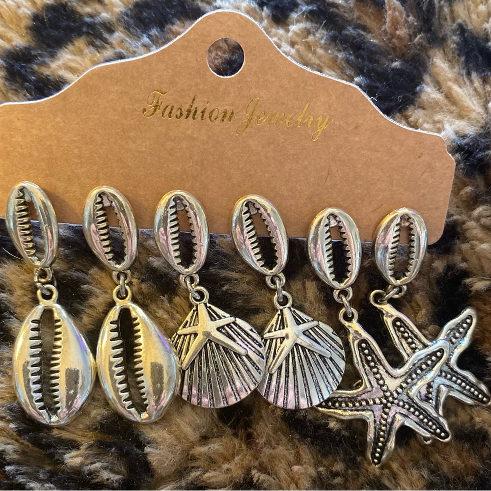 Set of 3 Silver Tone Earrings